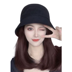 台灣現貨秒出 假髮帽子一體式 假髮帽子 鴨舌帽假髮 漁夫帽假髮 可拆帽子假髮短髮假髮 短髮鮑勃頭假髮 女生長髮假髮, 1個