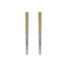 어린이 컬러 스텐 진공 젓가락 2벌 가벼운 초등 유치원 어린이집 아동젓가락 세트, 1세트, 베이지