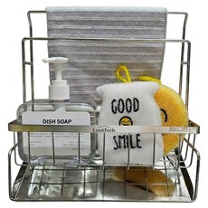 루니텍 행주걸이 스테인리스 304 사선 물빠짐 2단 수세미 거치대, 1개, silver