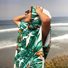 LEUS 厚磅印花毛巾衣 衝浪潛水浴巾衣, 漿果叢林