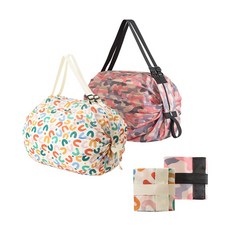 (1+1) 모니즈 한손쏙 3초백 롤업 접이식가방 초경량 장바구니 에코백, 1세트, 컬러팝+핑크카모