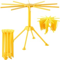 접이식 파스타 건조대 신선한 홈메이드 스파게티 페투치니를 위한 10암 면 건조기 작은 주방과 캠핑을 BPA 프리 플라스틱 홀더노란색