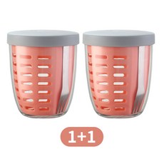 SMABAT 런치팟 포크 2P세트 샐러드 도시락통 과일 보관 용기 600ml 디저트 밀폐용기 304스텐 포크 탈수망 포함, 핑크, 2개