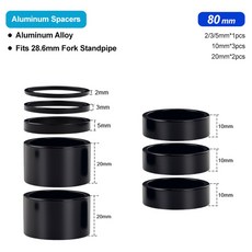 자전거 헤드셋 스페이서 알루미늄 합금 28 6mm 자전거 스템 와셔 스티어러 튜브 포크 스템 높이 조절 링 2/3/5/10/20mm, Set 5, 1개