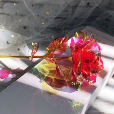 七彩鐳射仿真玫瑰, 金箔玫瑰花-金紅色