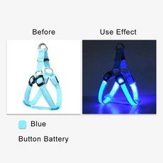 조정 하네스 중형 빛나는 나일론 가슴 밴드 야간 목걸이 조끼 애완 동물, 색상: 3. Blue / 크기: C. L