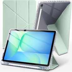 슬림 트라이폴드 케이스 삼성 갤럭시 탭 S10 라이트S10 FES9 FE 5G 10.9인치탭 S9 11인치투명 뒷면 S 펜 홀더 자동 켜기잠금 가로 및 세로 모드 다양한 시야각, Green, Galaxy Tab S10 Lite/S10 FE/S9