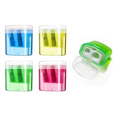 휴대용 미니 연필깎이 2홀 레인보우 4개세트 점보연필겸용, 4개