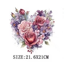 다리미 옷 데코스티커 의류 열 전사지 꽃 하트시리즈(5종옵션), 1개, V-613