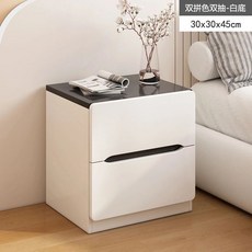 牀頭櫃家用臥室2025爆款臥室簡約現代牀邊儲物櫃主臥輕奢新型櫃子, 002-30雙抽暖白+白底
