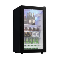 經典 節能省電 恆溫控制 迷你冰箱 390*430*710mm, 黑色92L冰吧+全冷藏+藍光燈, 1