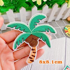 皮卡布 i9 椰子樹錄音帶太陽徽章布章臂章燙刺繡燙布貼，輕鬆打造個性風格, 椰子樹,513L貼紙