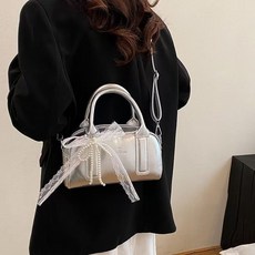 高顏值洋氣保齡球手提枕頭女2025新款春夏季時尚百搭斜挎, 銀色【無掛件】, 1個