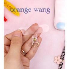 橘色網狀編織手機斜背包帶，附掛繩夾片，可調節長度，適合皮包、相機, 1個, 透明手機夾片一個 另購 不含背帶