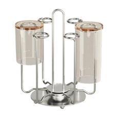 簡約灰色圓形不鏽鋼接水盤 廚房杯具瀝水收納，杯子瀝水架，廚房收納, 旋轉304不銹鋼杯架, 1個