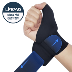 라이프엠디 1+1 슬림형 손목 보호대 좌우 세트 팔목 2중 고정 압박 밴드 척골 보호 얇은 아대 슬림 테이핑 엄지 손가락 슬리브 블랙, 1세트