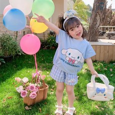 GOYES 산리오 캐릭터 상하복 시나모롤 쿠로미 반팔 반바지 세트