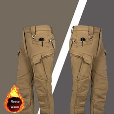 작업복 슈트 점프 유니폼 남성용 전술 겨울 세트 밀리터리 야외 방풍 방수 멀티 포켓 소프트 쉘 후드 재킷 상어 가죽 작업 바지, [02] M, [14] Khaki Pants