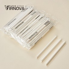 【Virnova】 竹纖維 紙吸管 12x220mm 白色 尖頭 獨立紙包 生物可分解 環保吸管, 1包, 100支