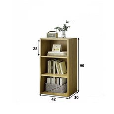 三層木製書架 90x42x30公分儲物櫃, 楓木色, 1件