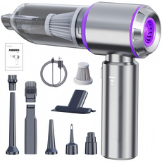 RichMagic 차량용 무선청소기 브러시리스 대흡력 휴대용 청소기 3단 조절/배터리 표시 멀티 일체형 차량용 가정용 청소기 16000pa, 회색, M10