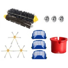 適用iRobot 600系列 掃地機器人配件組合包 (邊刷/濾網/滾輪), 1套