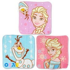 DK大王 冰雪奇緣 純棉小方巾 手帕 (3入組) 愛莎/雪寶