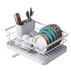 자동물빠짐 편한생활연구소 그릇 접시 식기건조대, 화이트, 1개, 1단