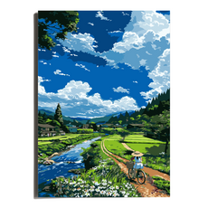 원그리드 DIY 명화그리기 세트 캔버스 유화그리기, 그 여름 자전거길, 1개