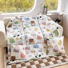 DIU 卡通紫格茄子抱枕被子兩用二合一車載靠枕頭辦公室午睡摺疊空調被, 動物派對