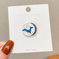 nyu.nyu 胸針, 1個, 馴鹿-白圓款