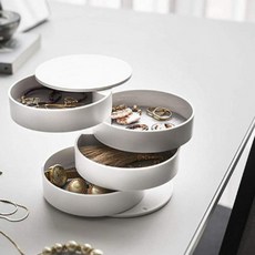 화장대 원형 4단 악세사리 보관함 회전식 귀걸이 반지 정리함