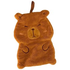 可掛式加厚水豚擦手巾 珊瑚絨擦手巾 浴室擦手巾, 摸肚肚水豚, 1個