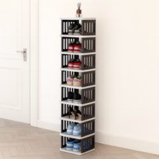 하스몰 튼튼한 차곡차곡 블럭 신발정리대 신발장, 9단, 화이트블랙, 1개