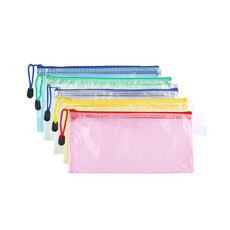 튼튼한 사무용 PVC 방수 파일 소품 보관 지퍼 파우치, A6, 5개