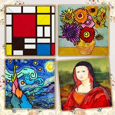 [매직북스] 명화 컬러링 딱지 만들기 (4종 택1), 1개, C타입 고흐 해바라기