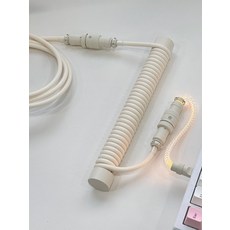 언노운에러 항공 케이블 RGB LED 기계식 스프링 키보드 코일형 연장 usb, 아이보리화이트단색따뜻한빛