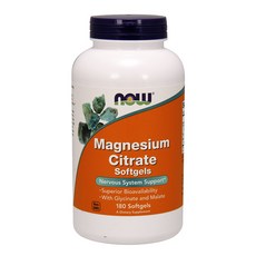 NOW Foods 檸檬酸鎂軟膠囊, 1個, 180顆