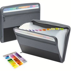 애드박스 트란보 아코디언 파일 포켓 지퍼형 서류 가방 13분류 A4 정리 도큐먼트 화일, 1개, 블랙