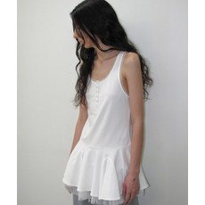 매장정품 파르티멘토 PARTIMENTO WOMEN 콘트라스트 버튼업 레이어드 드레스 탑_오프 화이트 PW-25100OW 503658