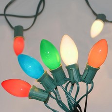 SUN 선캡SGNE 7.6m(25피트) 크리스마스 조명 야외 C9 멀티컬러 조명 26가지 색상 세라믹 백열 전구 포함 휴일 크리스마스 루프라인 결혼식용 - 그린 와이, Multicolor