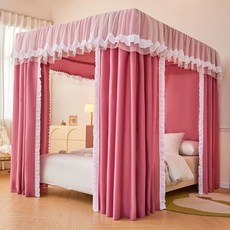 사각 난방텐트 방한텐트 실내 침대용 싱글퀸 호환 도톰한 프라이버시 커튼 일체형 모기장