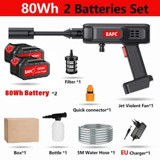 500W 전기 무선 자동차 세탁기 물총 21V 60Bar 리튬 배터리 휴대용 고압 거품 발생기, 01 China Mainland, 01 Type C-2 Battery