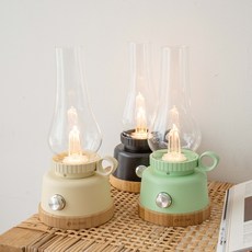 눈키 랜턴 캠핑 감성 무드등 휴대용 충전식 LED 호롱불 케이스포함, 블랙, 1개