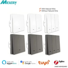 멜러리 지그비 스마트 라이프 라이트 스위치 푸시 버튼 EU 벽 인텔리전트 투야 앱 알렉사 구글 홈 어시스턴트 원격 제어, 1 gang gray, 7) gray 1 gang