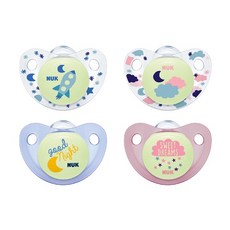 NUK 夜光矽膠安撫奶嘴 - 2入 (顏色隨機出貨), 1個, 初生型(0-6m), 初生型(0-6m), 顏色隨機出貨