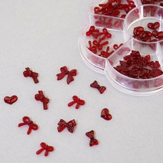 네일스토어 네일파츠 7종 세트-23 리본 하트 버건디 70개입, 1개