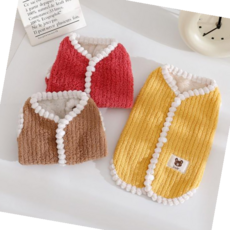 BeL 강아지여름옷 강아지 폼폼 털안감 플리스 조끼_ BL8713, 브라운