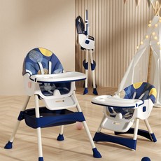 DFMEI 【可坐可躺】寶寶餐椅升級款腳踏兒童餐椅嬰兒吃飯便捷式餐桌椅子, 如圖