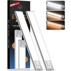 BLS 25.4cm(10인치) 캐비닛 아래 조명 80 LED 모션 센서 조명 실내 1800mAh 충전식 무선 옷장 4가지 모드 주방용 3가지 색상 조도 조절 가능한 마그네, 10인치, 3가지 색상 조명